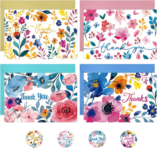 36 Pack Thank You Cards with Envelopes, 4x6 Inch Thank You Cards with Envelopes & Stickers, Greeting Card for Birthday, Wedding, Baby Shower, Bridal Shower, Thanksgiving, Christmas