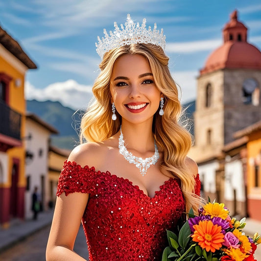 Kamirola Tiaras and Crowns for Women,Tiaras Earrings Necklace, Crystal Bridal Jewelry Set（TR83