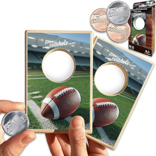 Coinhole Desktop Coin Bouncing Party Game Set | Tabletop Cornhole Board Game | Small Cornhole Travel Game Includes Coins
