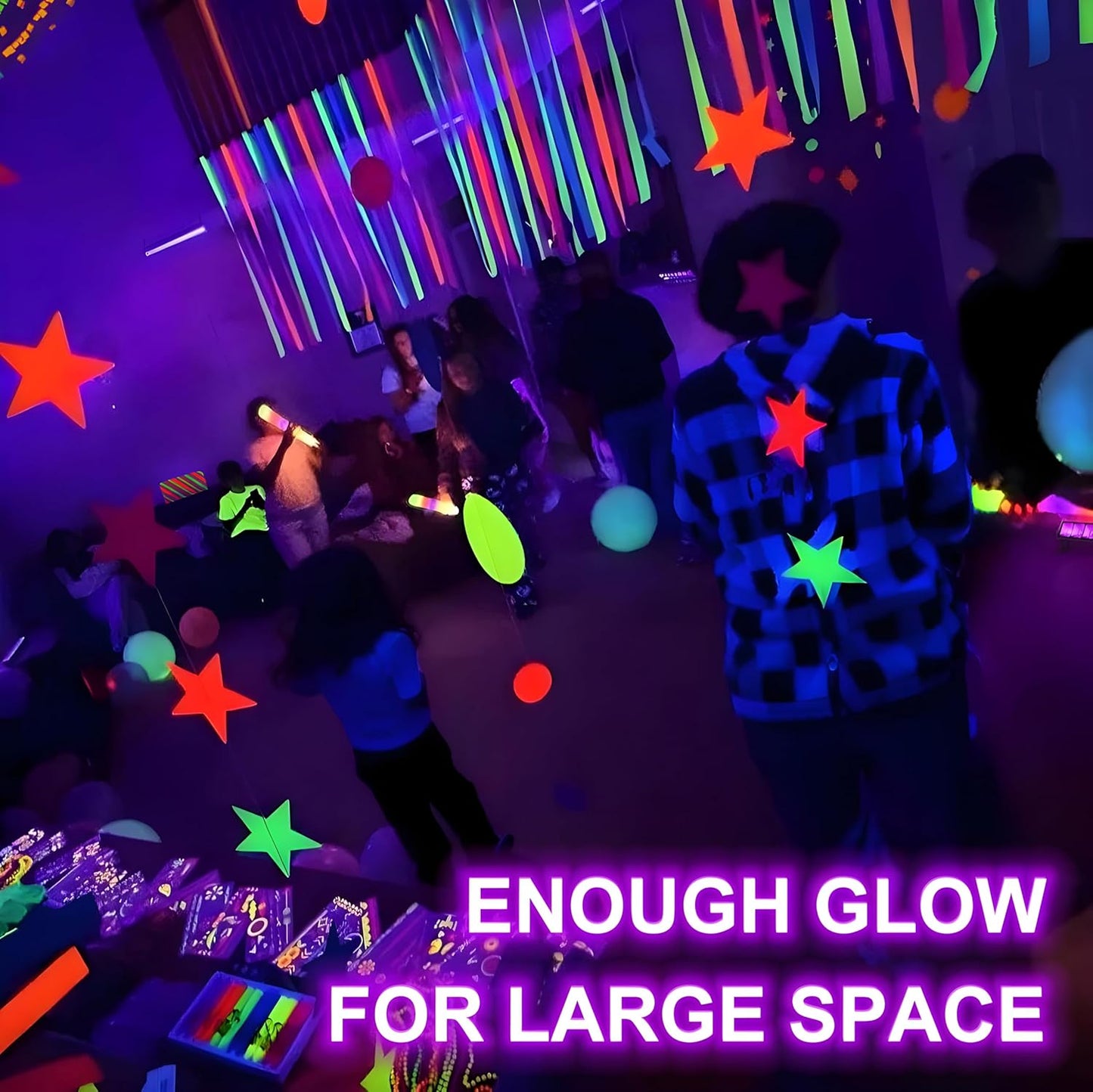 8 Pack 40W LED Black Light Bar, Black Lights Light Up 4000ft² with Switch+Plug+6ft Cord, for Glow Party Supply, Halloween, Bedroom, Body Paint, Fluorescent Party