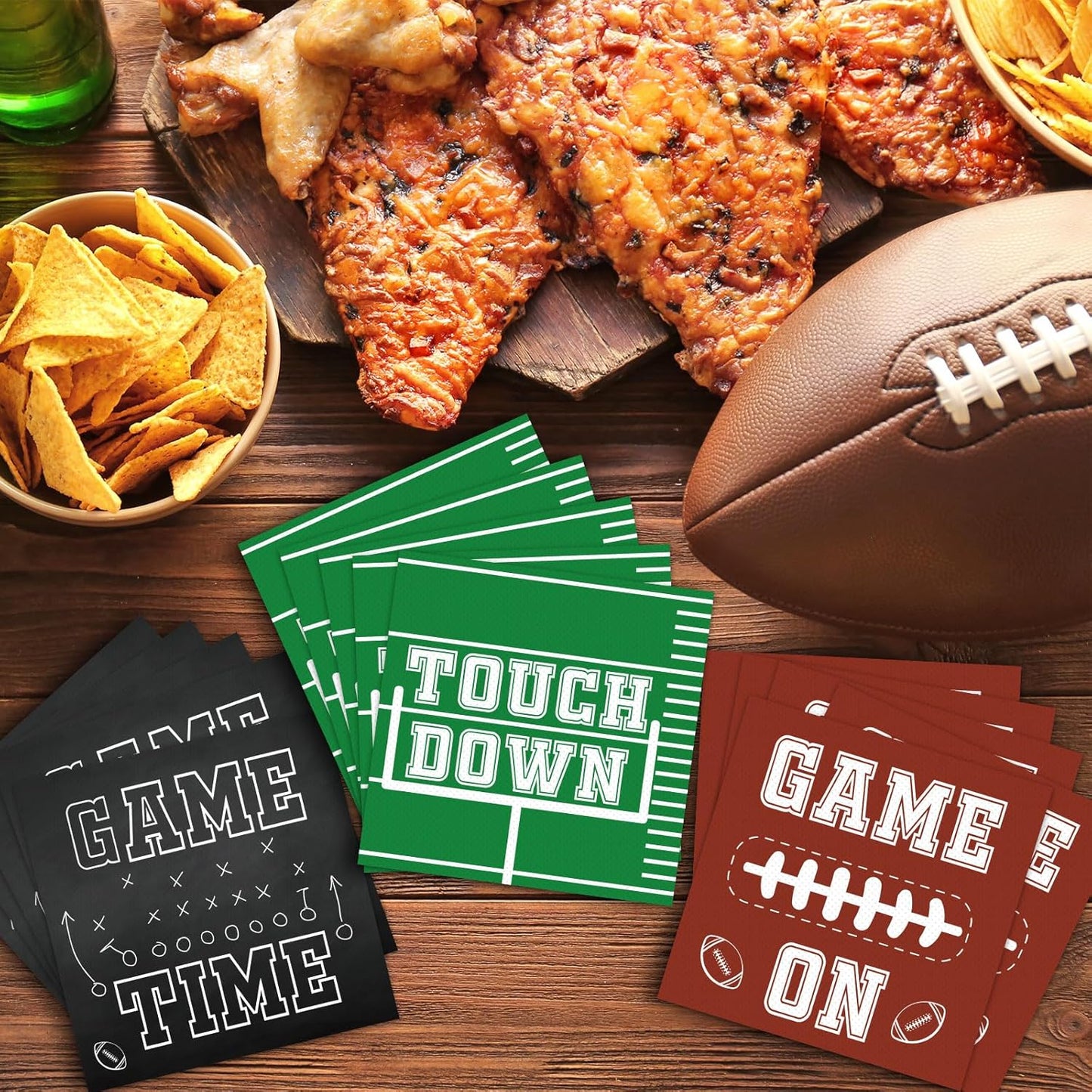 120pcs Football Party Napkins Supplies Disposable Football Birthday Paper Napkins Set Decorations for Sport Events Football Frenzy Game Time Tailgate Party Favors, 3 Design