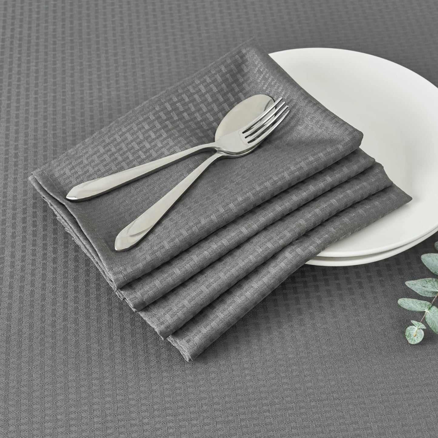 maxmill Cloth Napkins Weaved Texture Pattern Soft Comfortable and Luxury Serviette for Restaurant Family Dinners Weddings Parties and Banquets Set of 4 Pieces, 20 x 20 Inch Charcoal Gray