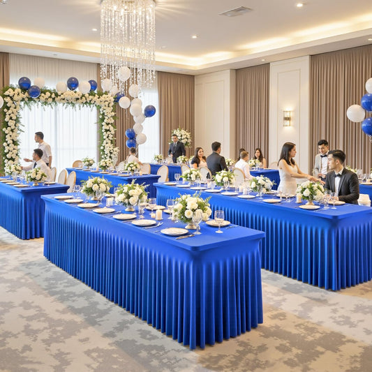 Besutolife 6 Pack Royal Blue Spandex Tablecloth for 6ft Rectangle Tables Fitted Table Cloth Stretch Table Covers Skirt 6ft Rectangular Tablecloths for Banquet Parties Wedding Decorations