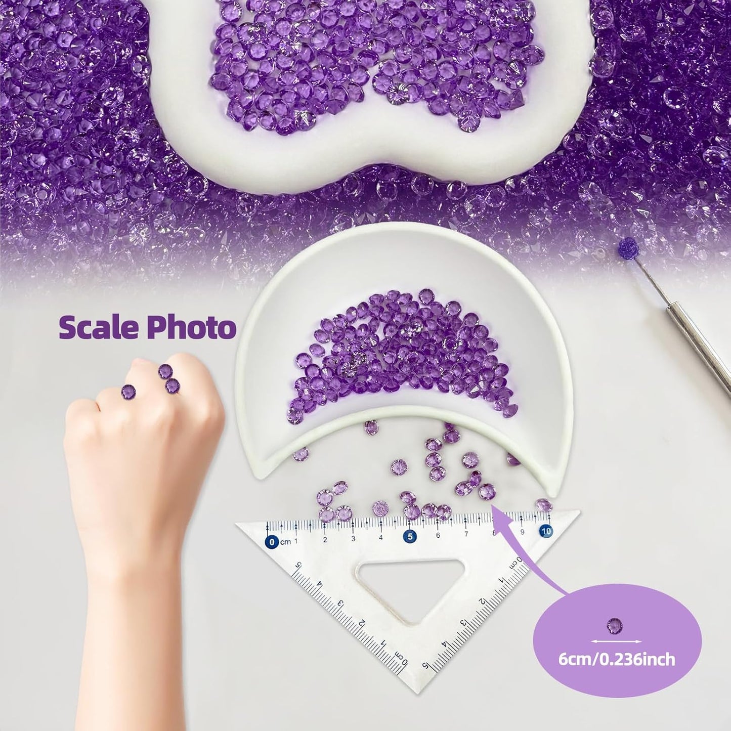 5000 pcs/Pack Wedding Table Scatter Confetti Crystals Acrylic Diamonds 6 mm Rhinestones for Wedding, Bridal Shower, Vase Beads Decorations (6mm, Light Purple)