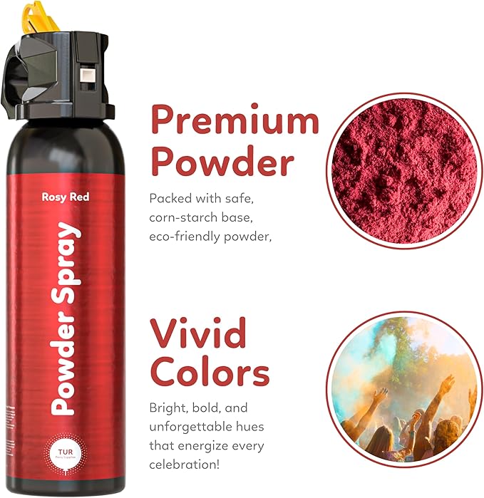 Red Smoke Bomb Powder Cannon Gender Reveal Fire Extinguisher Biodegradable| Launches 25ft | 10 Second Spray | Holi Color Decorations for Photoshoots, Festivals, Celebrations | TUR Party Supplies