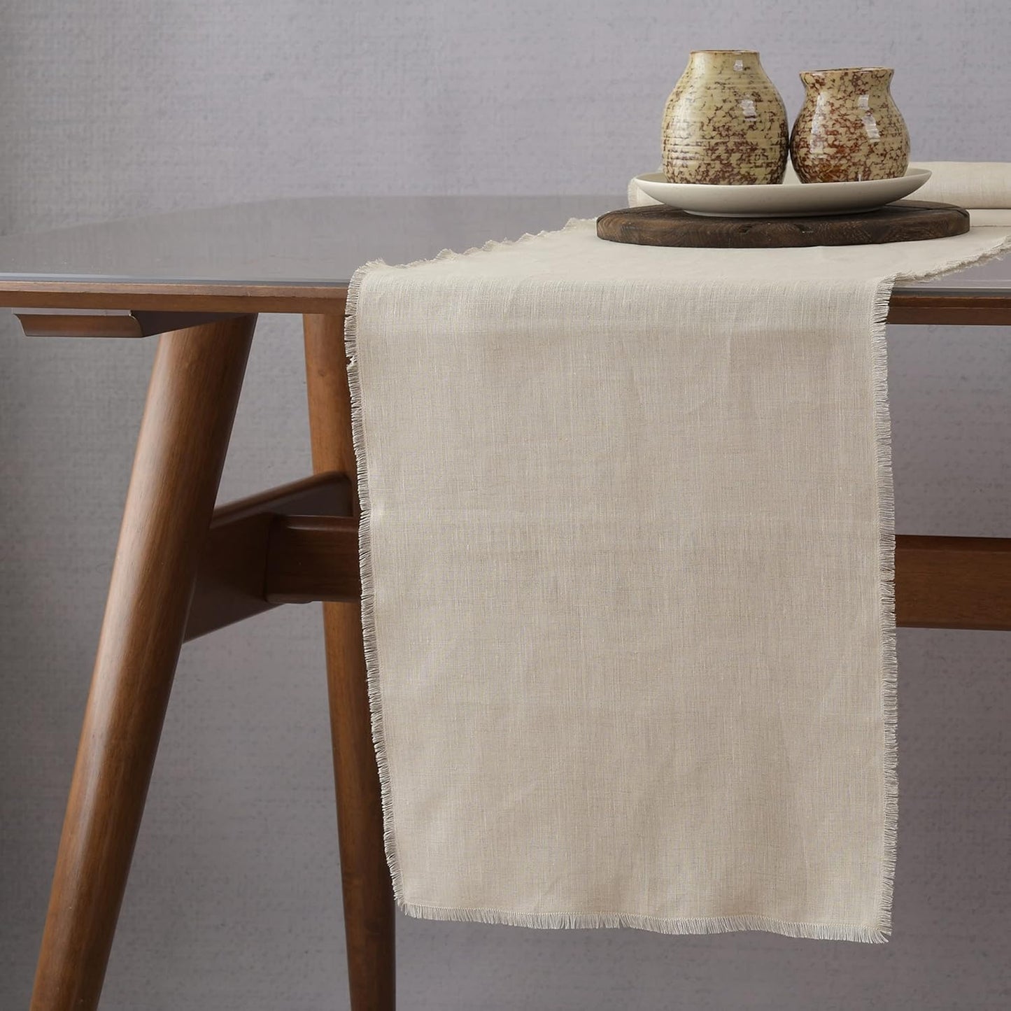 Linen Table Runner with Fringe- 14x55 Inch Natural, 100% Pure Linen Table Runner for Wedding, Party, Easter, Thanksgiving, Spring, Easter, Summer, Wedding – Machine Washable, Handmade