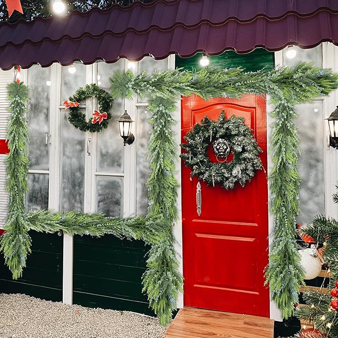 9FT Eucalyptus Cedar Pine Cypress Garland for Mantle Stairs Wall Table Indoor Outdoor Christmas Decor Xmas Decorations
