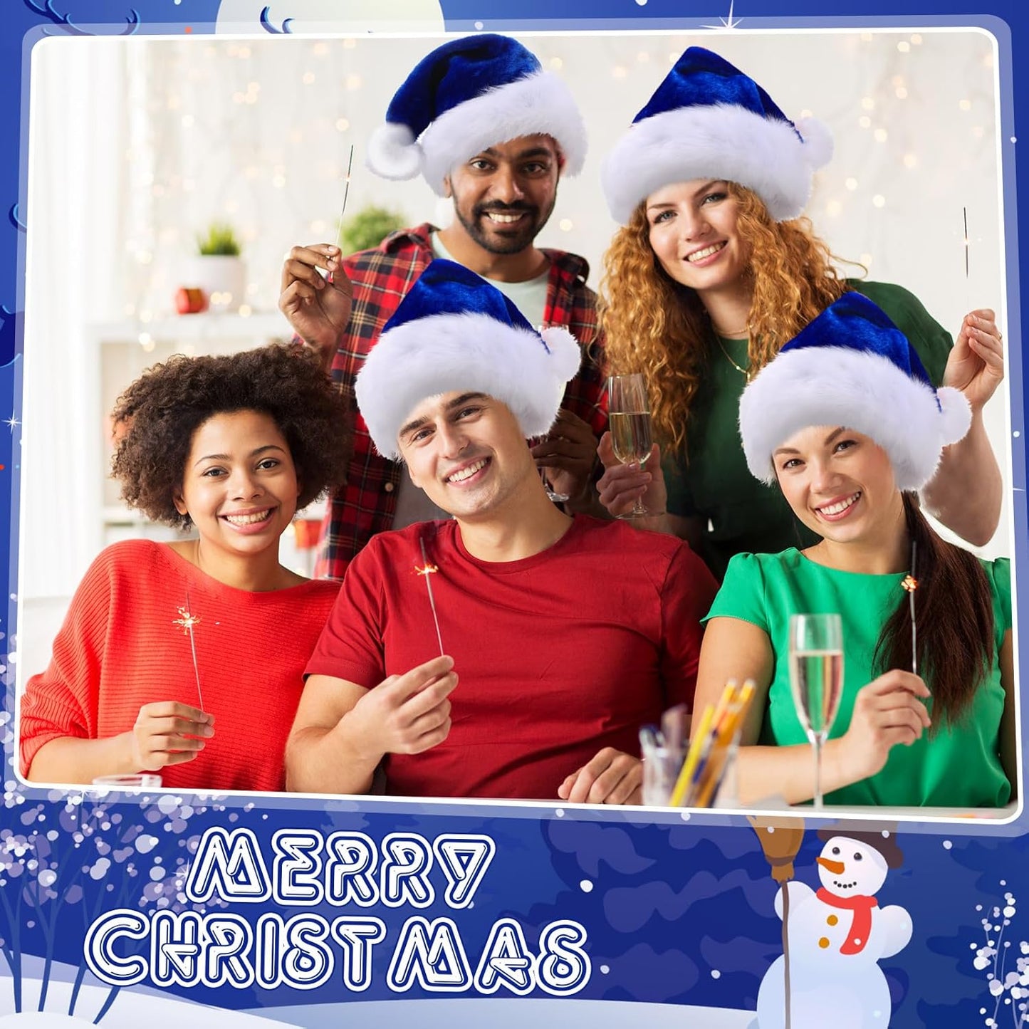 Ramede 36 Pcs Christmas Hats Adult Red/Green/Blue Plush Santa Hats Bulk for Women Men Christmas Xmas Holiday Costume