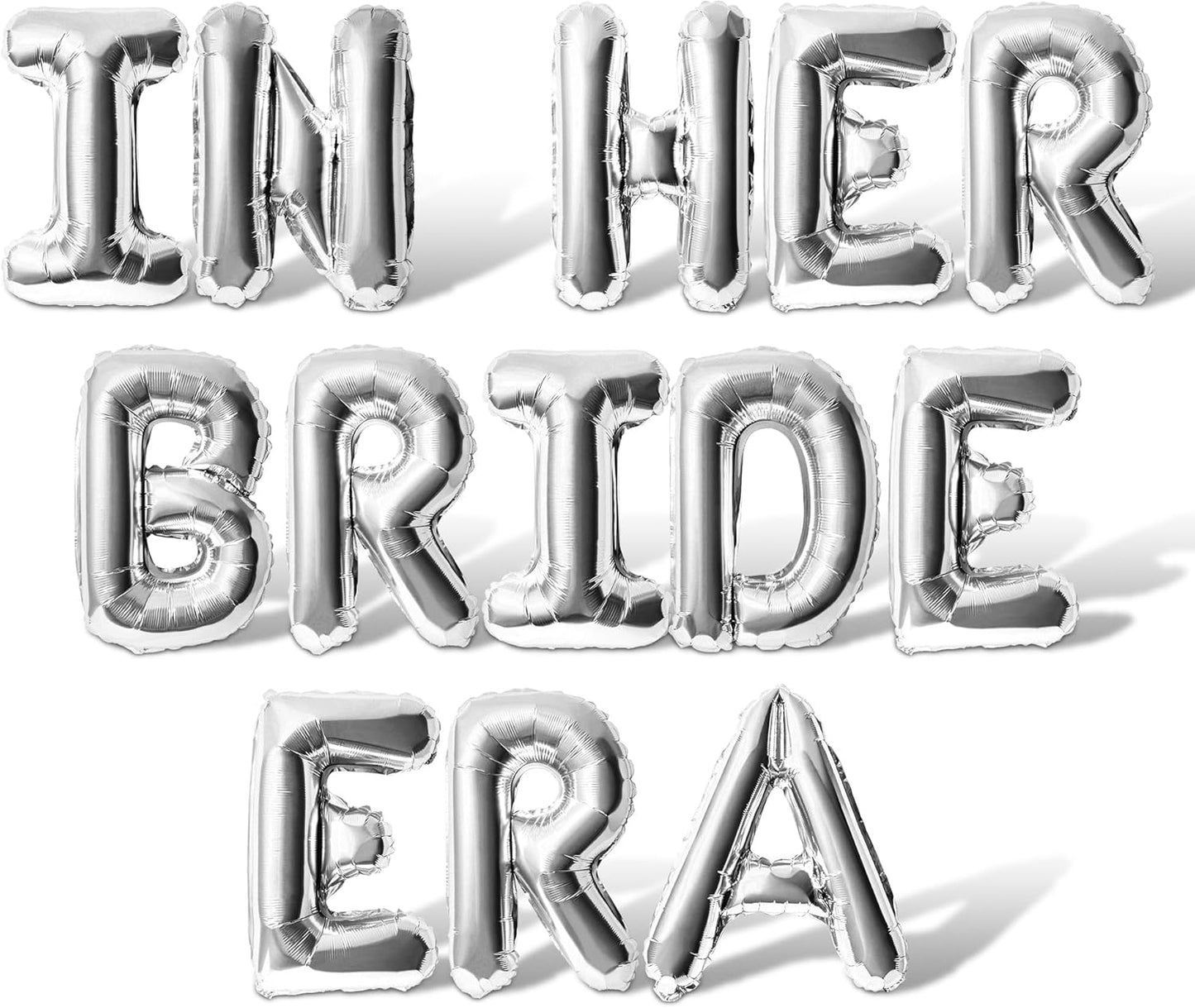Letter Balloons - IN HER BRIDE ERA 16" Inch Alphabet Letters Foil Mylar Balloon Bachelorette Party Banner (Silver)