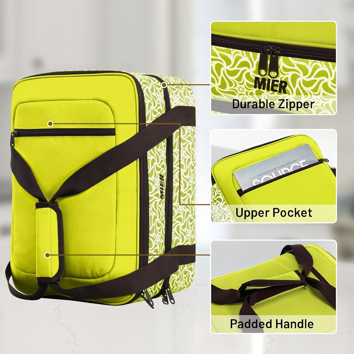 MIER Insulated Casserole Carrier Fits 9"x13" Baking Dishes/Foil Pans, Double Food Carriers Bag Thermal Holder for Hot or Cold Food Lasagna Lugger Potluck Parties Picnic Travel, Green