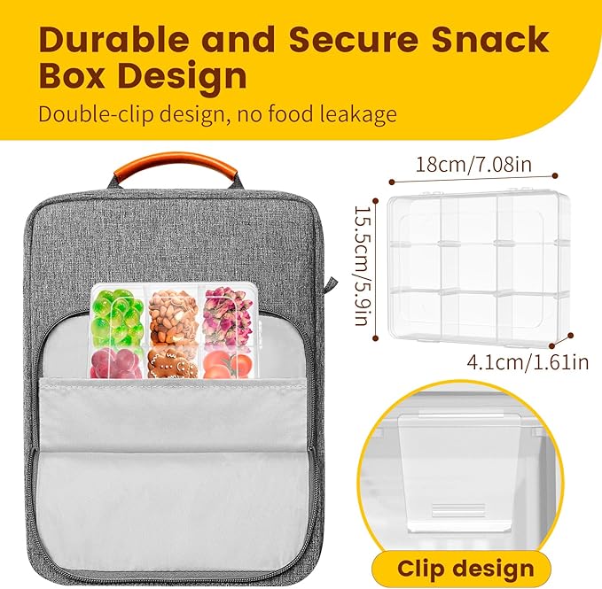 AQSXO 12 Pcs Snack Box Container, 9 Compartments Snack Containers Reusable Meal Prep Lunch Containers.