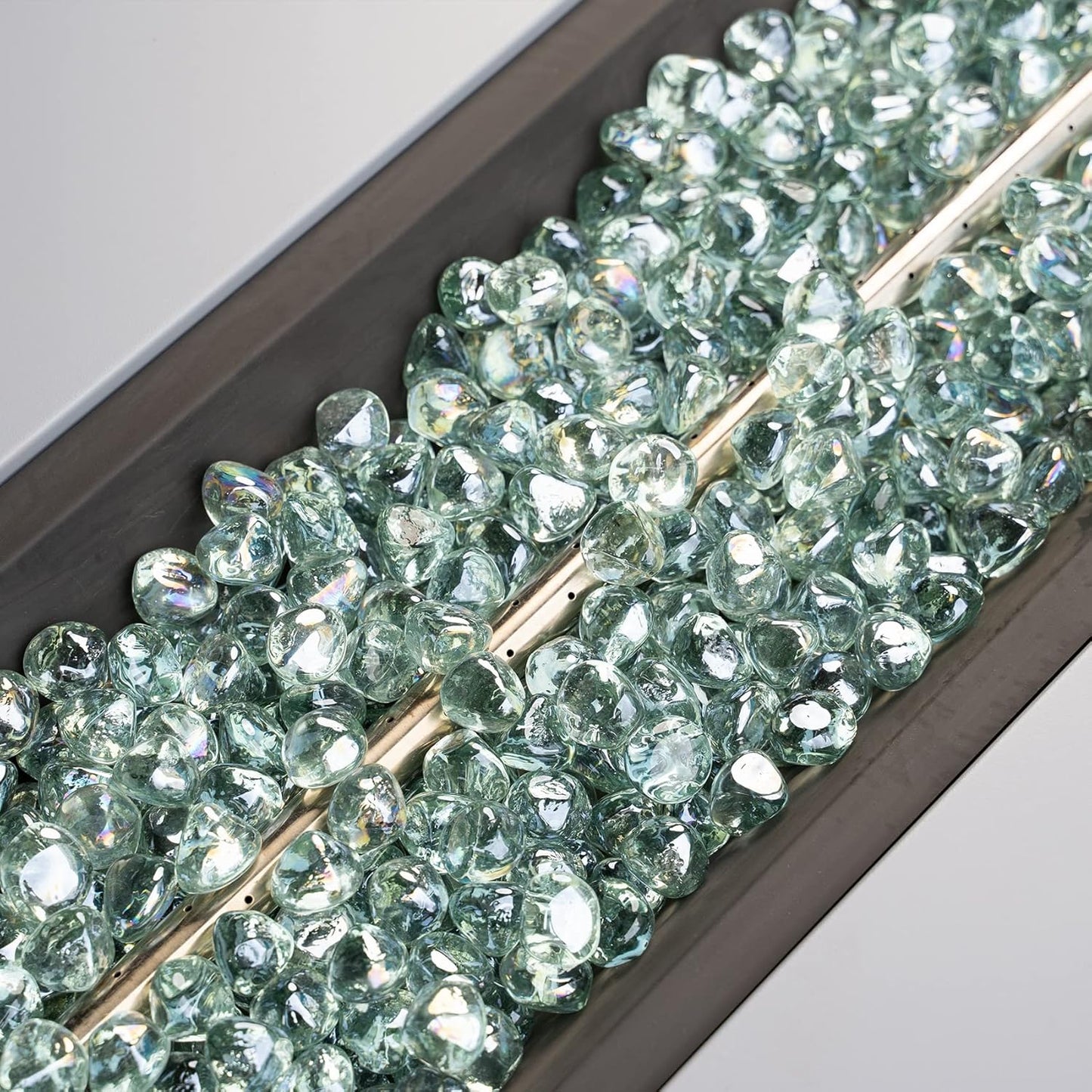 Mr. Fireglass 10 Pounds Blended Fire Glass Diamonds for Fireplace Fire Pit & Lanscaping - 1 inch Crystal Ice Fire Rocks