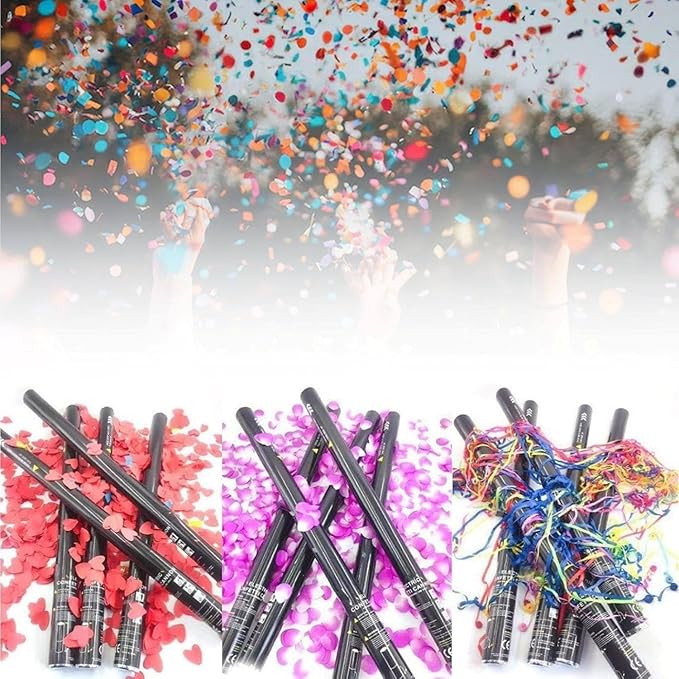 25PCS Confetti Cannon Wedding, Air Powered Party Popper Perfect, Party Streamers 80cm Electric Confetti Cannons - Compatible with Confetti Machine, for Graduation, New Years White
