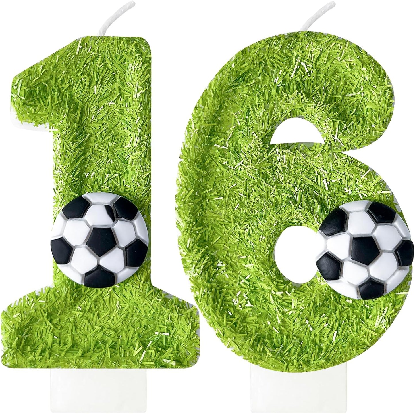 Birthday Candles Numbers，Soccer Birthday Decorations，Suitable for Girl and boy Cake Toppers, Wedding Cakes, Anniversaries, Party Celebrations, Birthday Decorations (16)