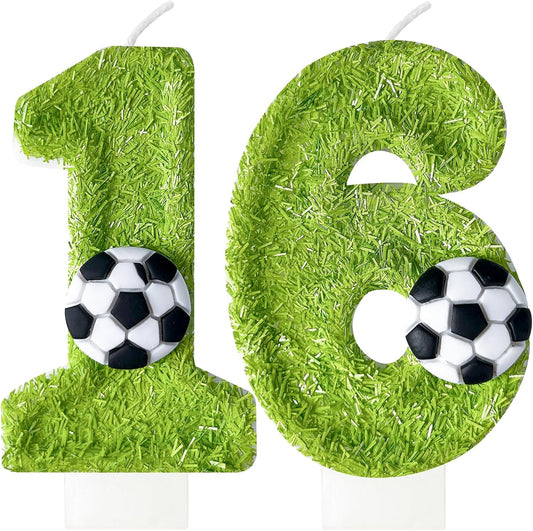 Birthday Candles Numbers，Soccer Birthday Decorations，Suitable for Girl and boy Cake Toppers, Wedding Cakes, Anniversaries, Party Celebrations, Birthday Decorations (16)
