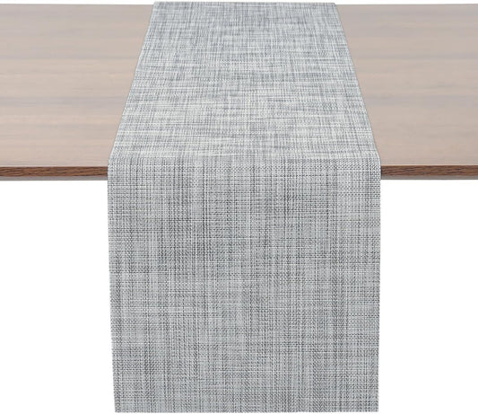 Myir JUN Table Runner, Vinyl Table Runner Indoor 55 Inch Long Arbitrarily Cropped Runner for Table Heatproof for Home Party (Light Gray, 12 x 55 inch)