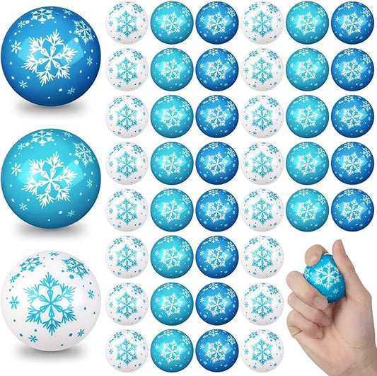 Zhanmai Winter Snowflake Stress Balls Bulk Snow Squeeze Balls Stress Relief Ball for Winter Holiday Decorations Goodie Bag Fillers(30 Pcs,1.77 Inch)