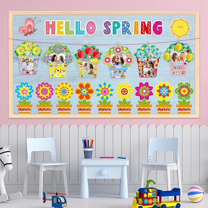 Luckyhern 30 Pack Happy Mothers Day Photo Frame Craft Kits for Love You Mom Picture Frame Crafts Flowers Paper Photo Frames Classroom Party Decoration (Mothers Day)