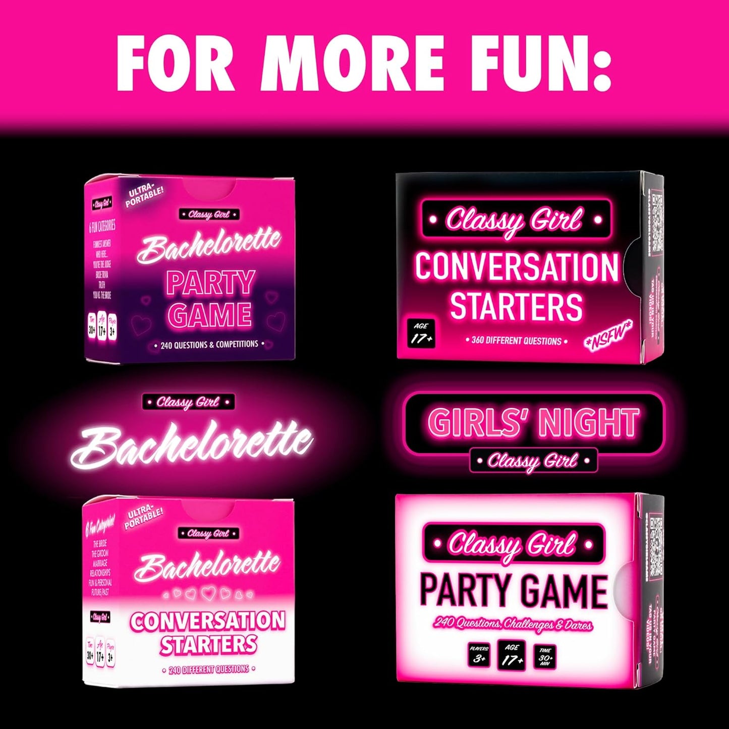 Classy Girl Girls Night Conversation Starter Cards - 360 Fun & Spicy Questions for Bachelorette, Bridal, Birthday, Ladies & Sorority Parties - Party Game for Adults