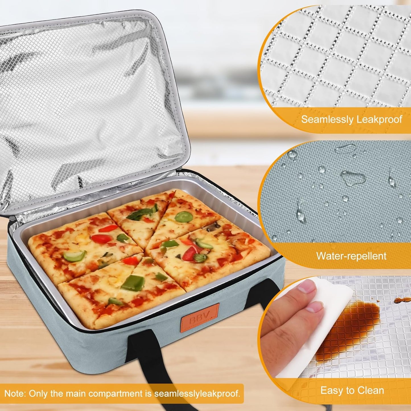 BBV Insulated Casserole Carrier for Hot or Cold Food, Food Warmer Bag Fits 9"x13" Baking Dish, Durable Nylon Leak Proof Food Containers for Travel, Potluck, Parties, Picnic, Cookouts (Grey)