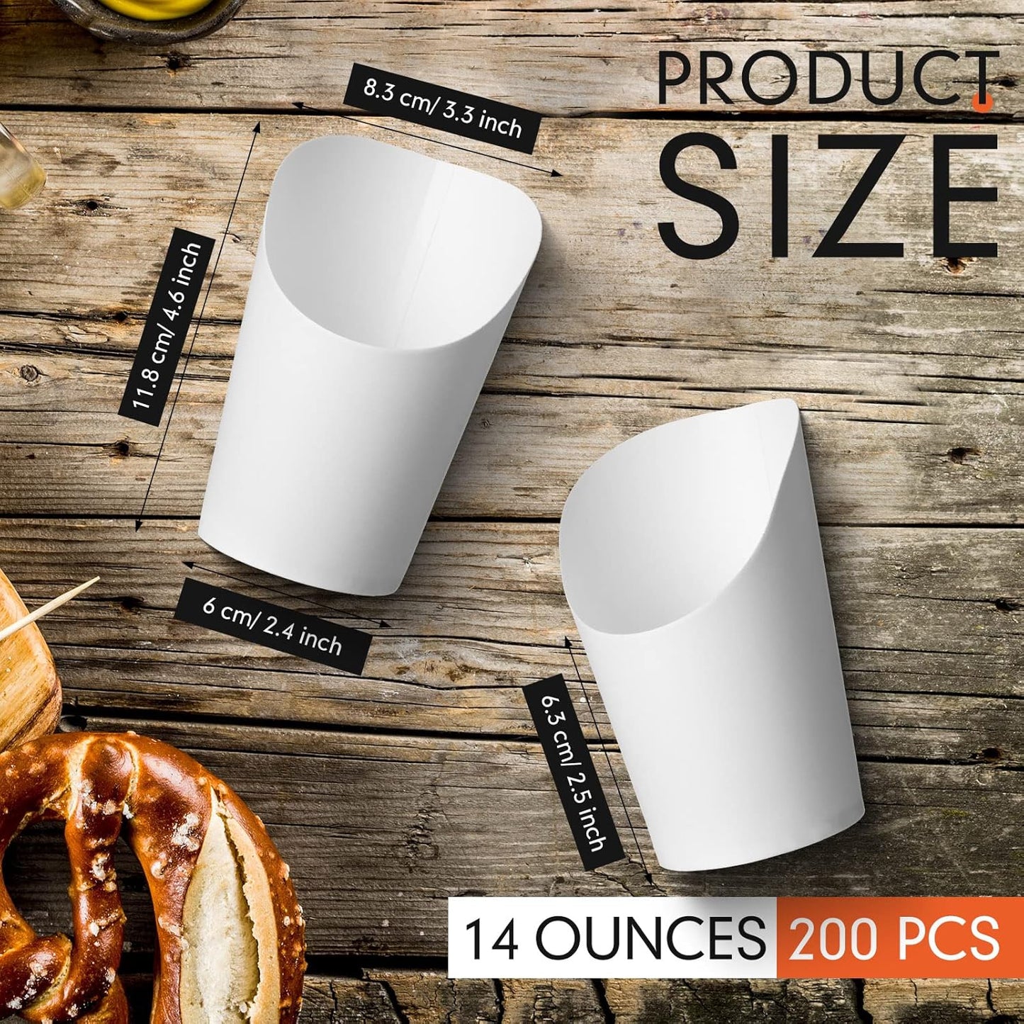 Amyhill 200 Pcs French Fries Holder 14 oz Charcuterie Cups Disposable Take out French Cups Waffle Paper Popcorn Boxes Disposable Sandwich Paper Holder for Wedding Birthday(White)