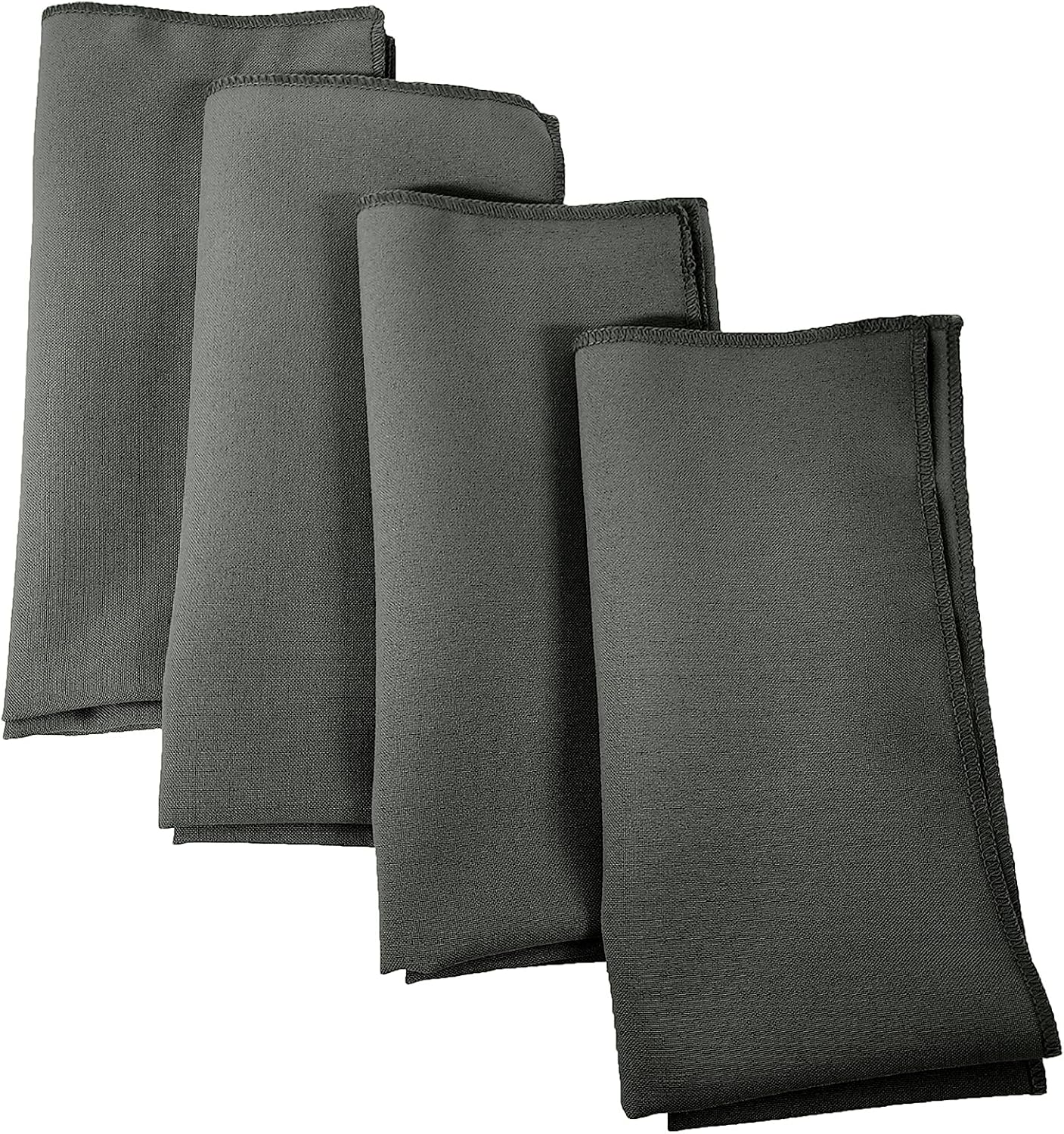 LA Linen 4-Pack Poly Blend Napkins - Soft, Washable, Stain & Wrinkle Resistant - Dinner & Party Napkins - 18x18 - Dark Gray