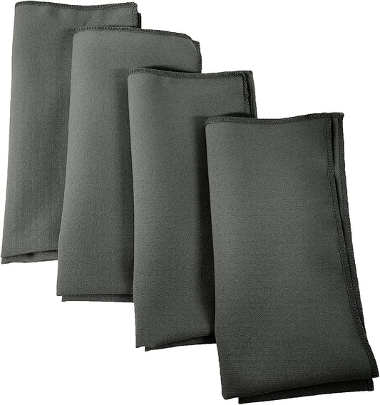 LA Linen 4-Pack Poly Blend Napkins - Soft, Washable, Stain & Wrinkle Resistant - Dinner & Party Napkins - 18x18 - Dark Gray