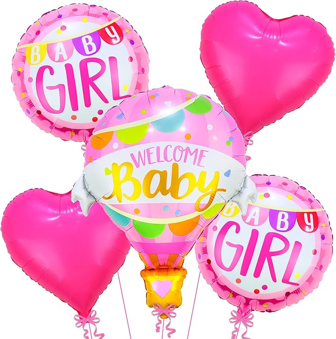 KatchOn, Its A Girl Balloon Set - Pack of 5 | Welcome Baby Girl Balloons, Gender Reveal Decorations for Girl | Welcome Home Baby Girl Balloons for Baby Shower Decorations