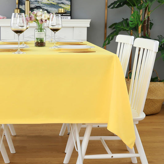 FOLINS&HOME Yellow Rectangle Tablecloth 52 x 70 Wrinkle Free Waterproof Polyester Table Cloths, Spillproof Heavy Duty and Washable Table Cover for Party, Banquet, Indoor and Outdoor-Oblong/Rectangular