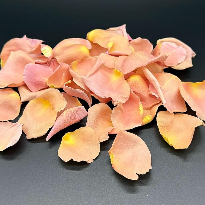 Rose Petals for Wedding Decoration, Bridal Toss, and Aisles, 10 cups, Freeze Dried, Use within 1 month (Peach)