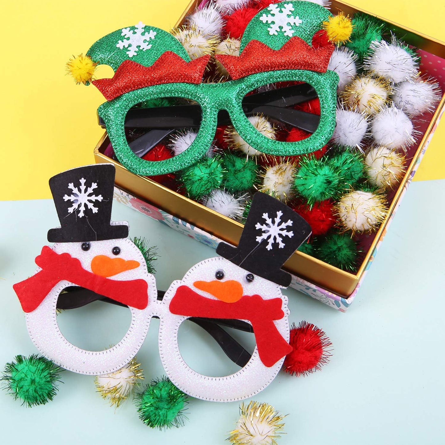 URATOT 20 Styles Christmas Party Glasses Frames Christmas Decoration Eyeglasses Xmas Costume Glasses Frame for Holiday Favors