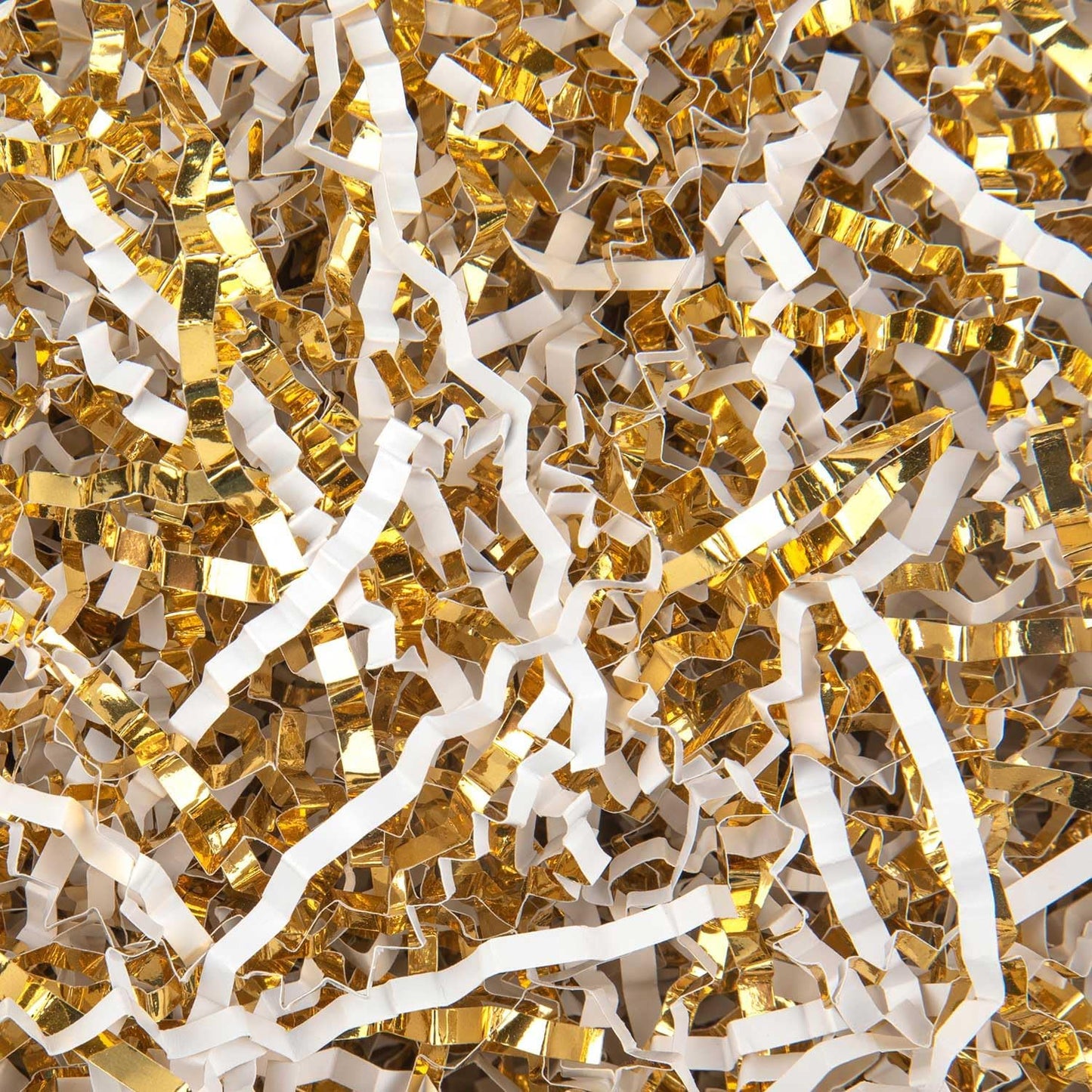 Caleihd 1/2 LB Crinkle Cut Paper Shredded Filler Paper for Gift Baskets Gift Box Confetti Paper Shreds Decoration Stuffing for Birthday, Weddings, Anniversaries, Christmas Wrapping White&Gold