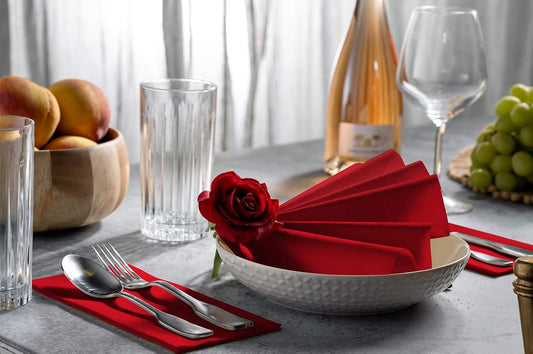 Linen-Feel Colored Paper Napkins - Decortive Cloth-Like Red Dinner Napkins - Soft And Absorbent. For Kitchen, Party, Wedding, Bathroom Or Any Occasion. (Pack of 100)