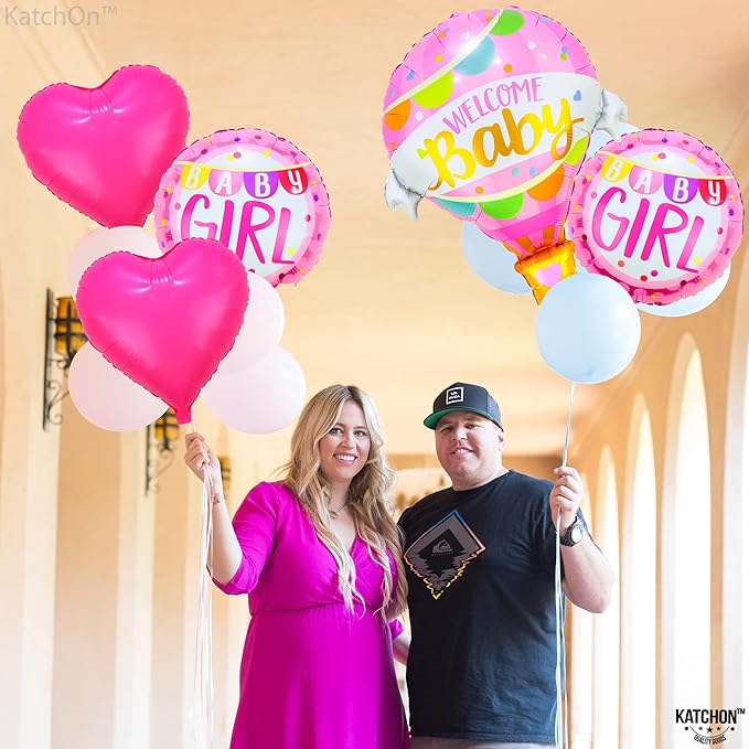 KatchOn, Its A Girl Balloon Set - Pack of 5 | Welcome Baby Girl Balloons, Gender Reveal Decorations for Girl | Welcome Home Baby Girl Balloons for Baby Shower Decorations