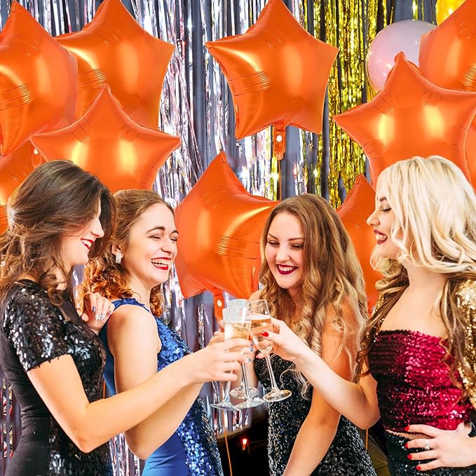 20 Pcs Orange Star Balloons,18 Inch Star Foil Balloons,Stars Shaped Balloon Mylar Helium Balloon for Birthday Party Anniversary Wedding Baby Shower Decorations (Orange)