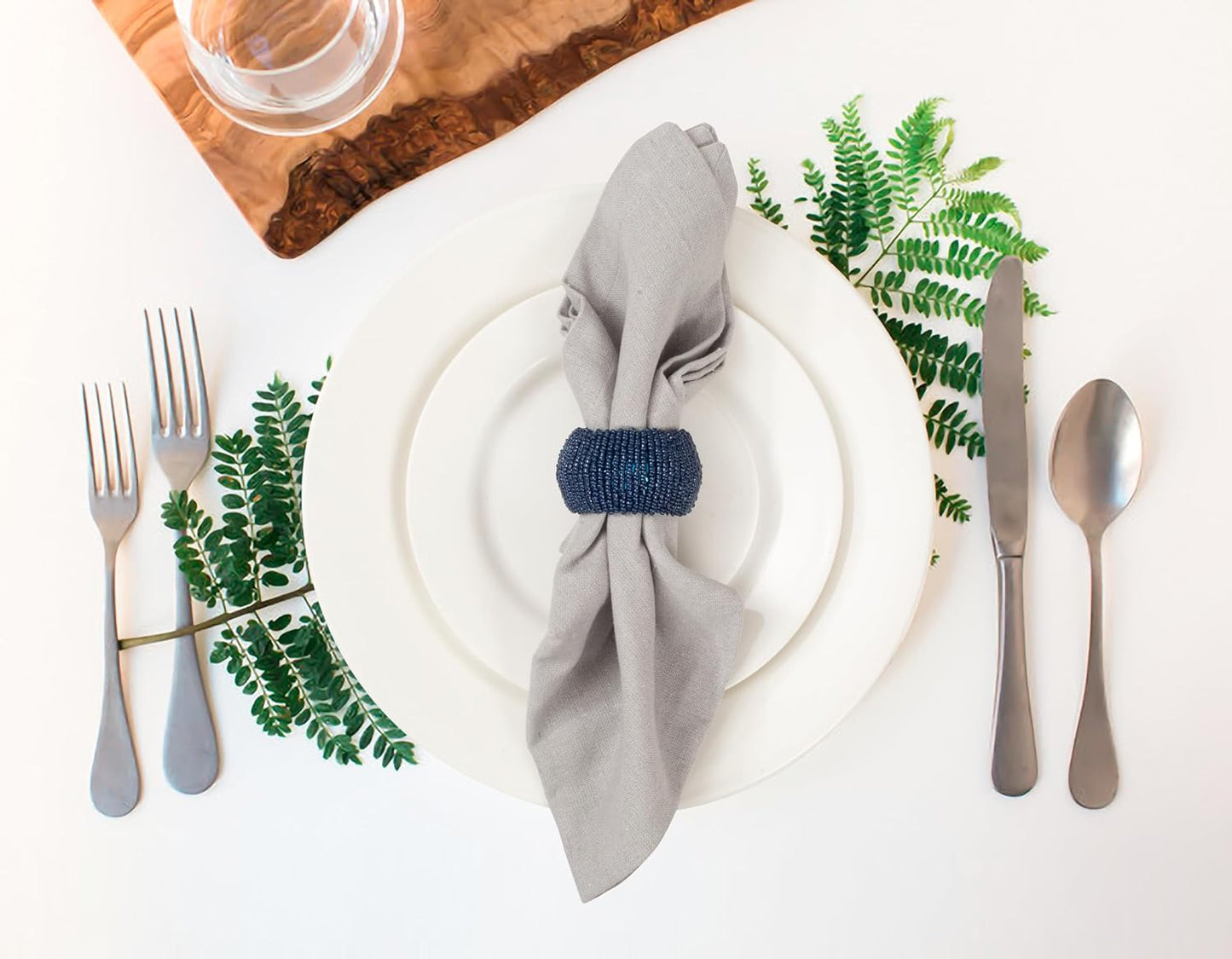 Navy Napkin Rings, Handmade Beaded Napkin Rings Set of 12, Beaded Napkin Holders, Ring Napkin, Christmas Napkin Ring, Handmade by Skilled Artisans - A Beautiful complement to Dinner Table décor- Navy