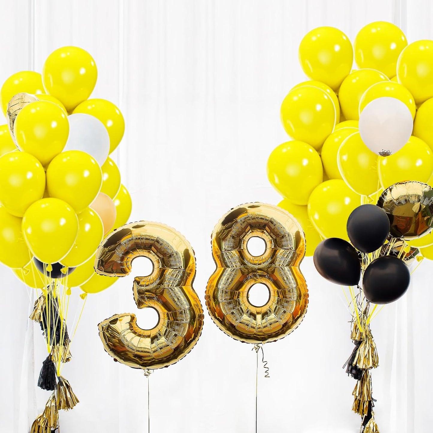 50pcs Yellow Balloons, 12inch Yellow Latex Party Balloons Helium Quality for Birthday Graduation Easter Bee Baby Shower Sunflower Party Decorations (with Ribbon & Glue)
