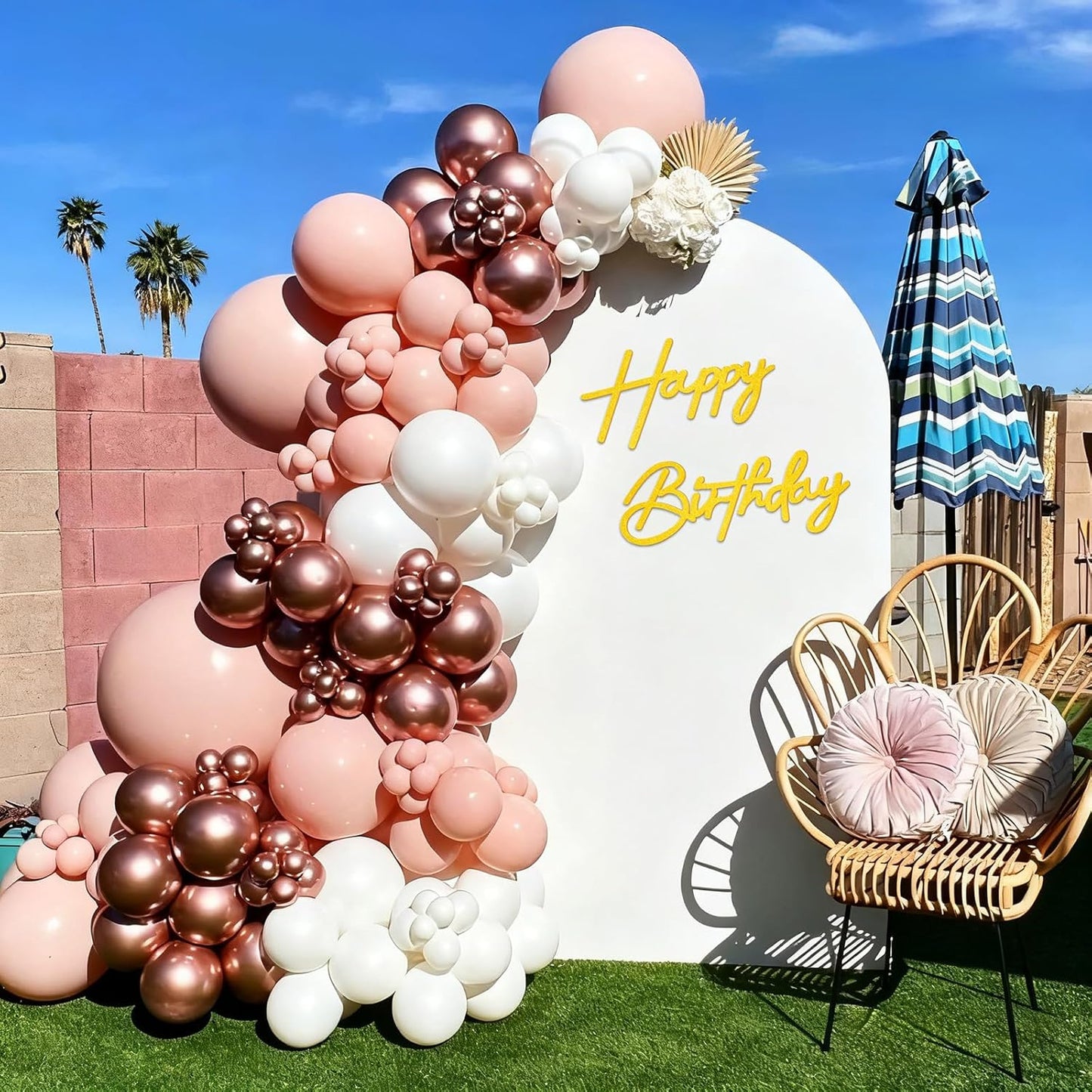 Happy Birthday Sign for Arch Backdrop - Felt Happy Birthday Letters Banner & Sign for Girls, Boys & Adults' Birthday Party Balloon Arch Decorations (Glitter Gold)