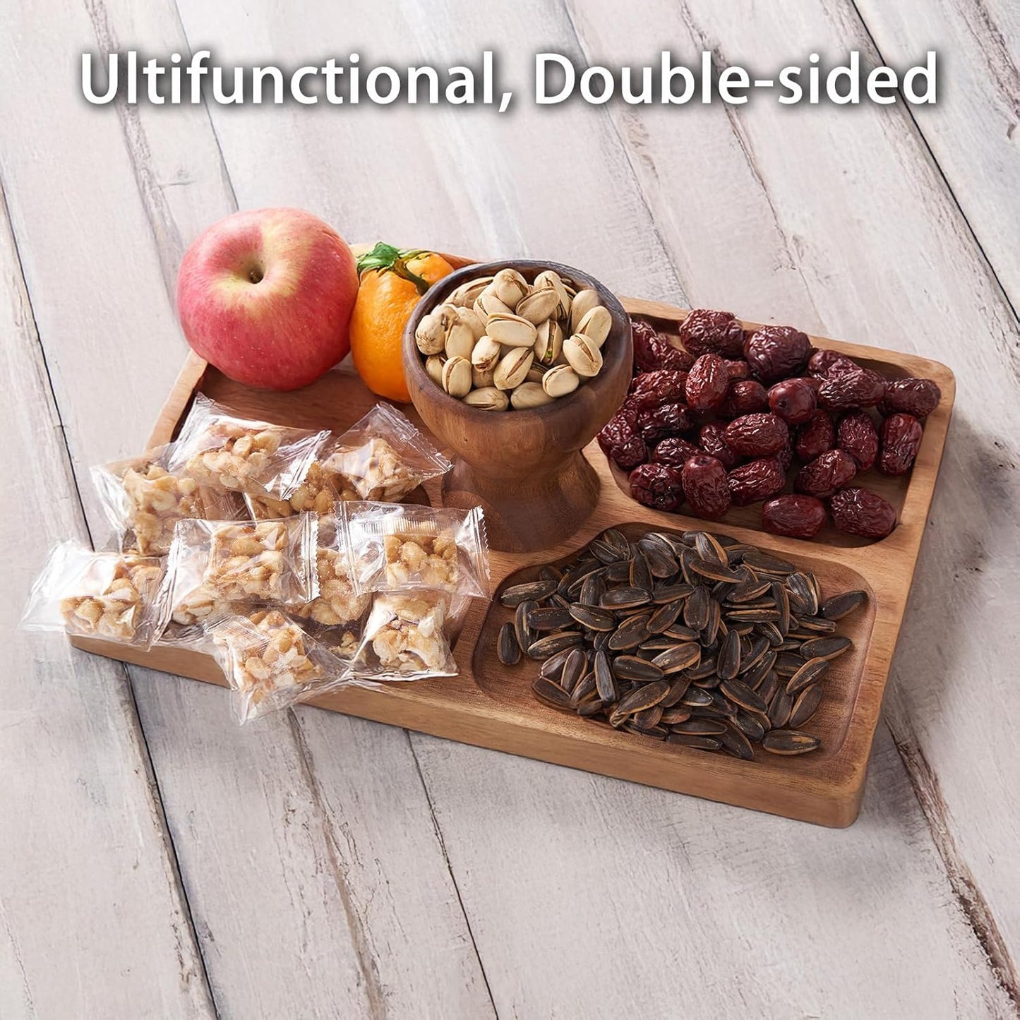 Cake Stand with Lid, 13″ Rectangular Multi-Functional Cake Holder, Acacia Solid Wood 2-in-1 Dessert Table Display Set, Charcuterie Board for Cheese ,Fruit Platter, Large Acrylic Cake Dome Cover