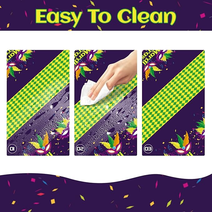 Childom Mardi Gras Decorations,3 Pack Disposable Plastic Tablecloths for Rectangle Table 54" x 108" Mardi Gras Tablecloths for Party Decor,Table Cloths for Birthday,Home,Dinner,Carnival,Party Supplies
