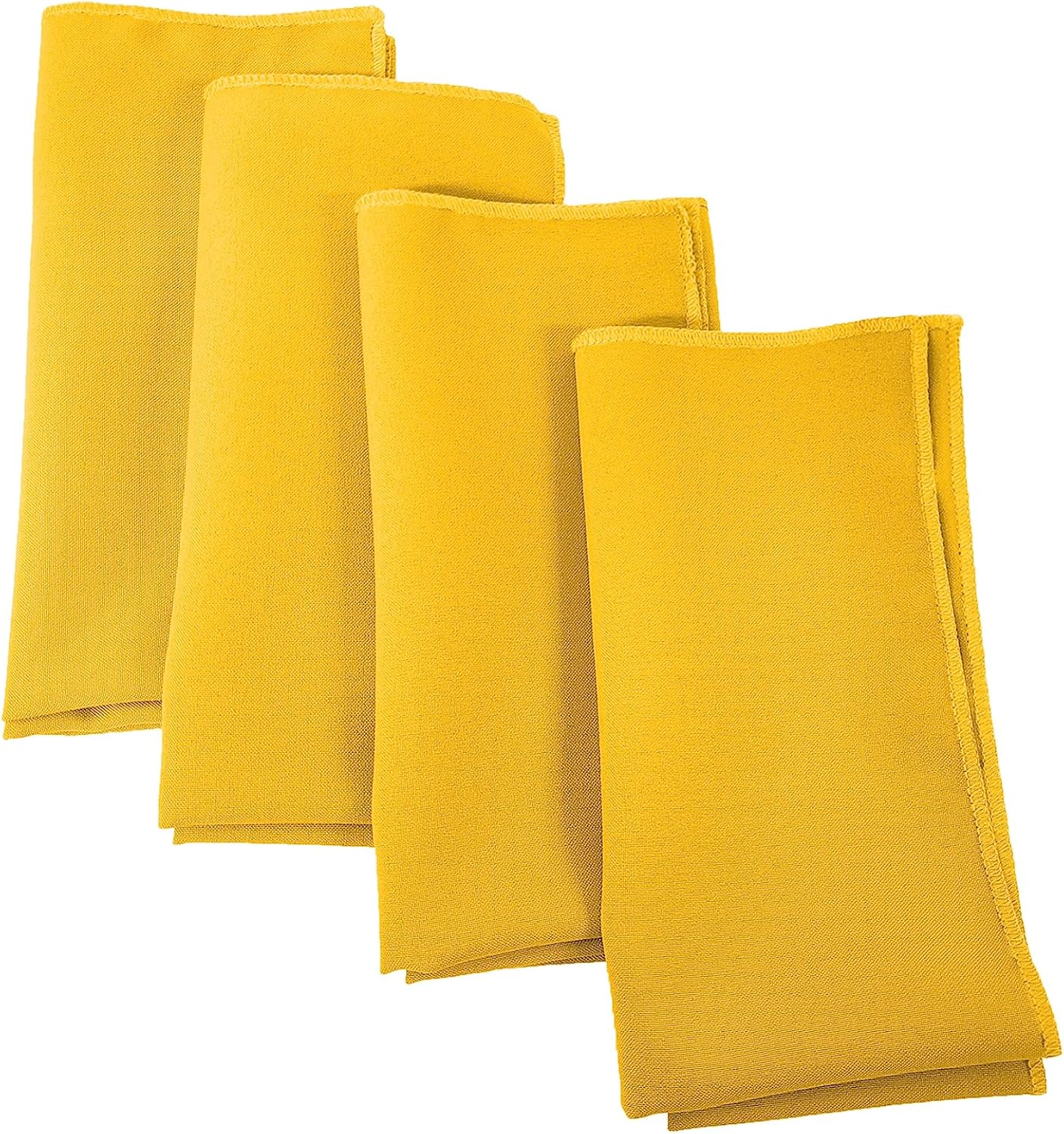 LA Linen 4-Pack Poly Blend Napkins - Soft, Washable, Reusable Cloth With Stain and Wrinkle Resistance - for Dinner, Wedding, Parties - 18x18 - Yellow Dark