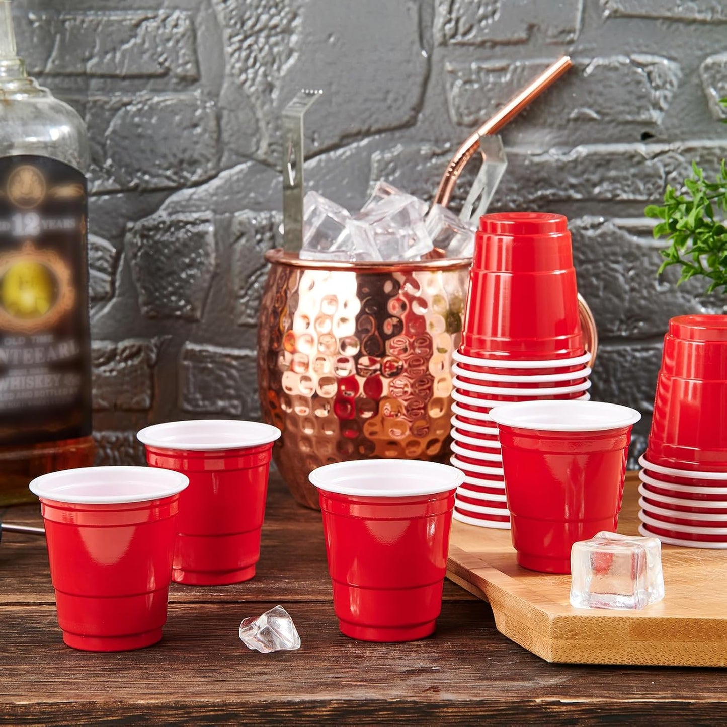 Lilymicky 1080 PACK 2 oz Plastic Shot Glasses, Mini Red Disposable Shot Cups for Parties, Carnivals, and Any Events