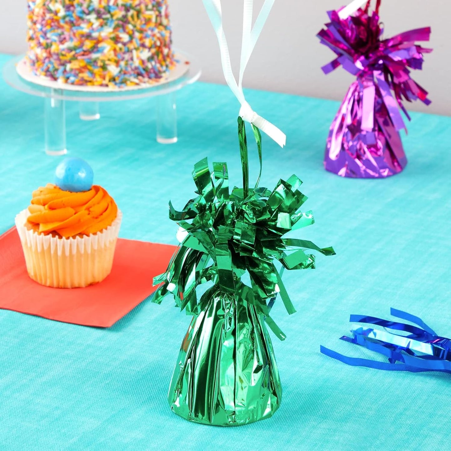 Juvale Balloon Weights Pack of 12-2.5 x 4.125 In Multicolor Foil - Reusable Helium Balloon Weights for Indoor & Outdoor Party Decor