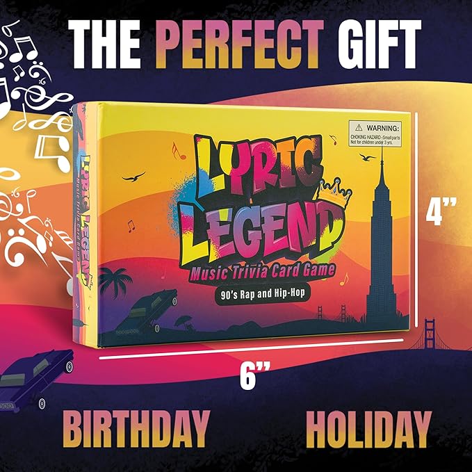 Lyric Legend 90s Hip-Hop and Rap Music Trivia Game Collection – Expandable Multi-Deck Finish The Lyrics Party Game Set for Game Night, Families & Groups - 3 Games in One Box!