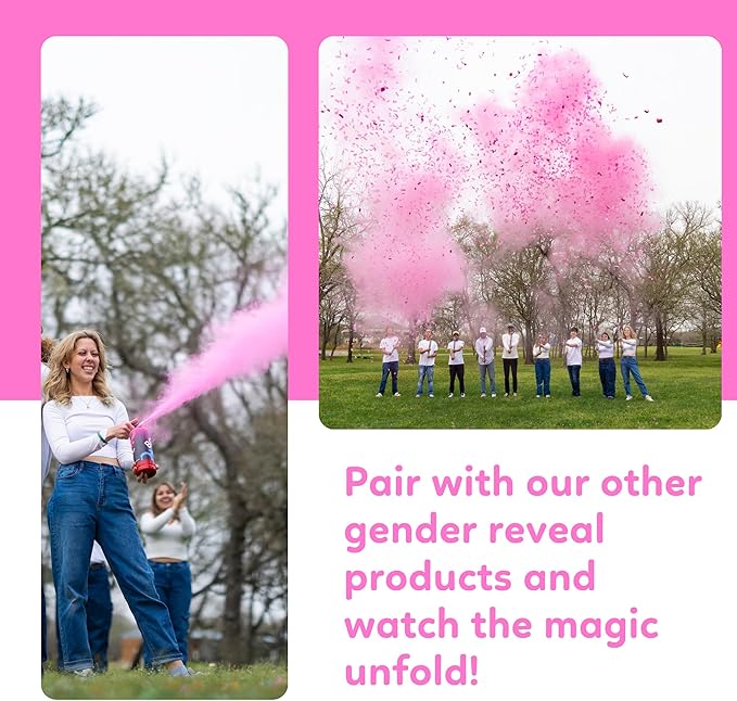 Baby Gender Reveal Fire Extinguisher Smoke Bombs Powder Cannon Gold | 1 Blue & 1 Pink | Fireworks Alternative | Biodegradable | Decorations for Photoshoots, Celebrations, Parties | TUR Party Supplies