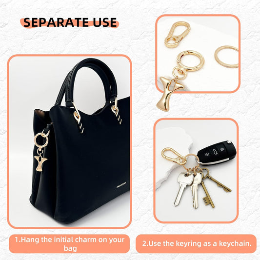 Gold Bubble Heart Initial Bag Charms for Handbags – Cute Initial Letter Keychain for Women, Purse Charms, Gold Gift