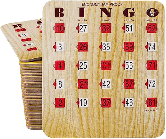 MR CHIPS Jam-Proof Fingertip Slide Bingo Cards with Sliding Windows 50 Pack in Tan Style