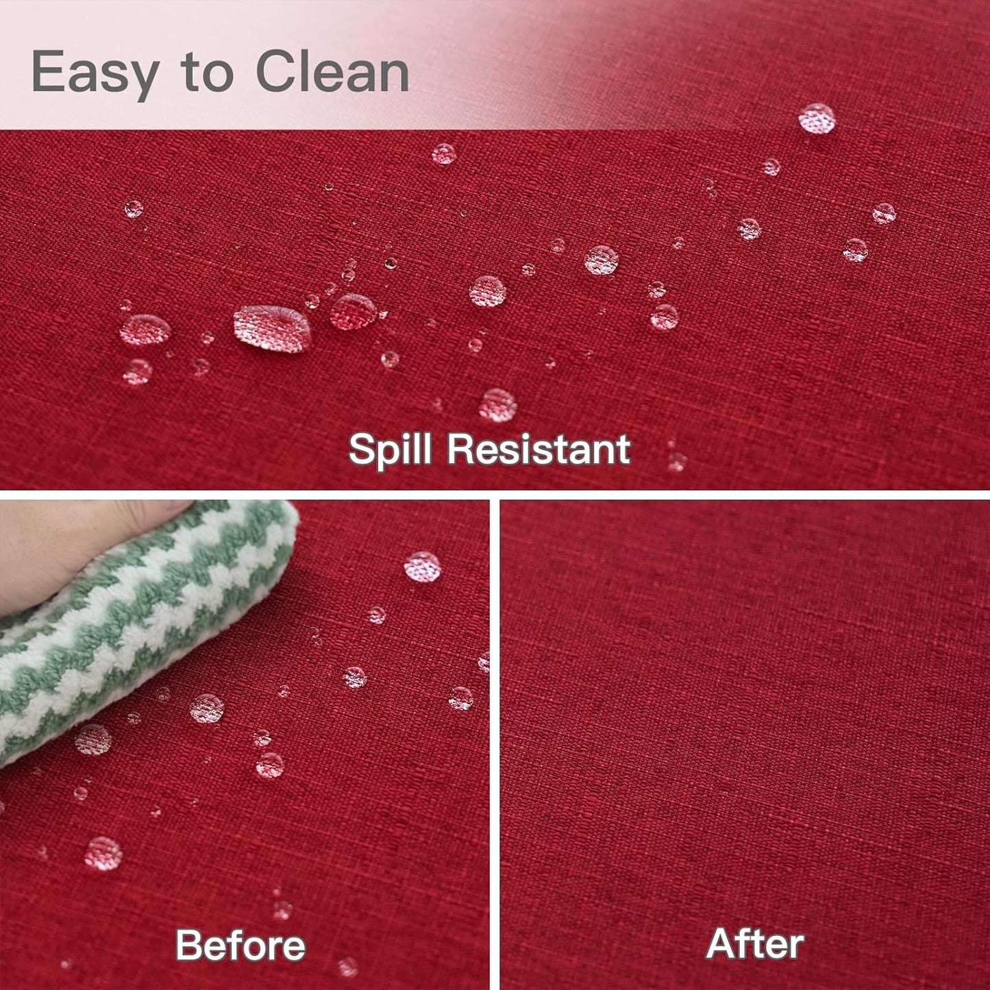 maxmill Square Linen Textured Tablecloth Waterproof Spillproof Wrinkle Resistant Wipeable Slubby Textured Dining Room Table Cloth Christmas Party Washable Fabric Tablecloths, 60 x 60 Inch, Red