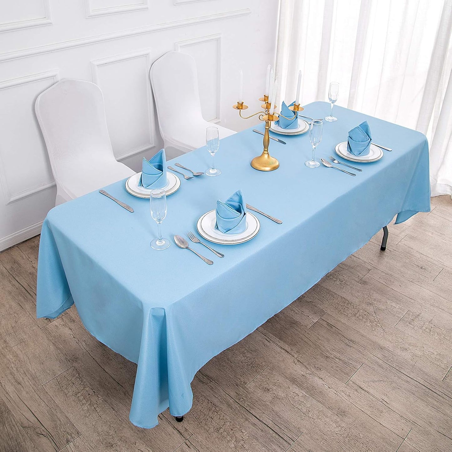 Cupuamon Rectangle Tablecloth 90x132 inch Washable Polyester Fabric Table Cloth for Wedding Party Dining Banquet Decoration（90x132, Blue Mist）