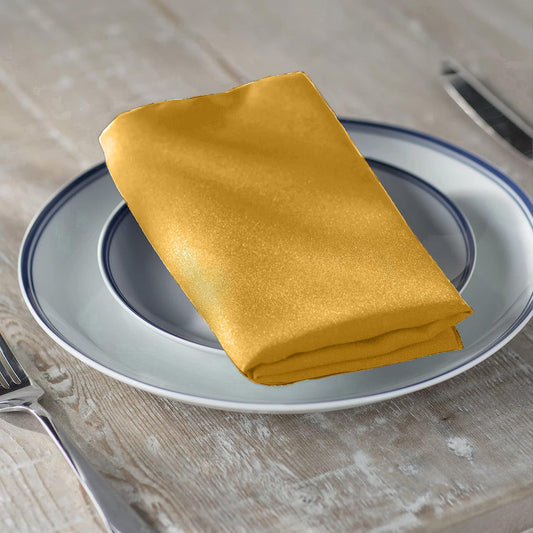 LA Linen 10-Pack Poly Poplin Napkin, Soft Cloth Napkins, Washable Reusable Napkins, Stain and Wrinkle Resistance Table Napkins for Dinner, Wedding, Parties, 17 by 17-Inch, Gold